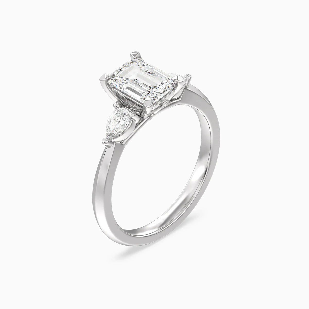 Lab-Grown Emerald Three Stones Engagement Ring - image 3