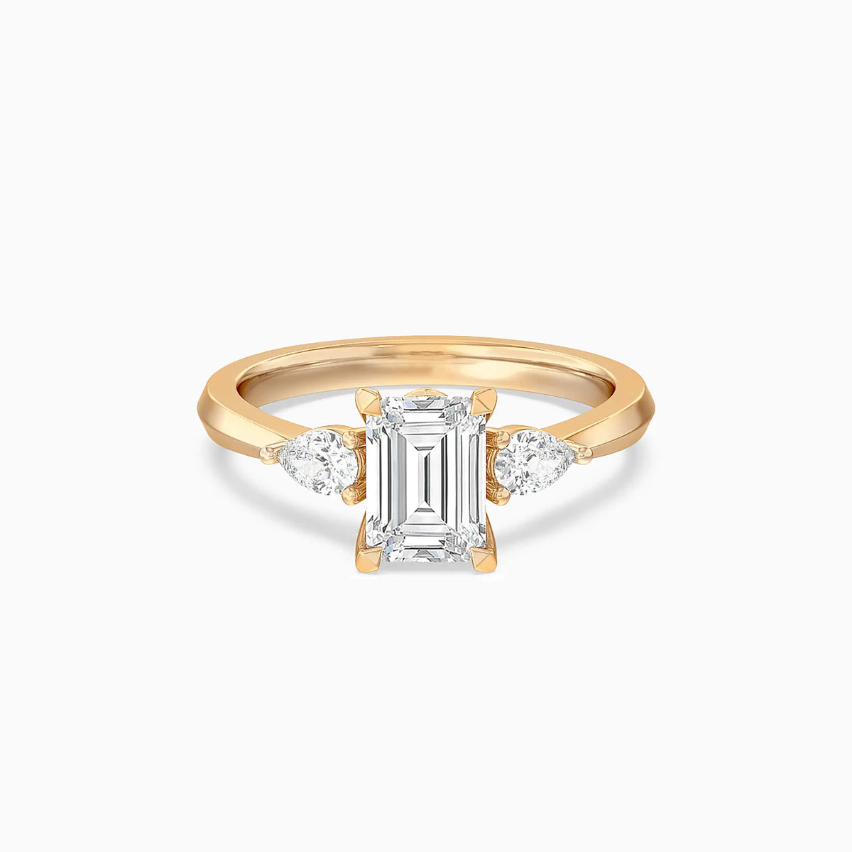Lab-Grown Emerald Three Stones Engagement Ring - image 4