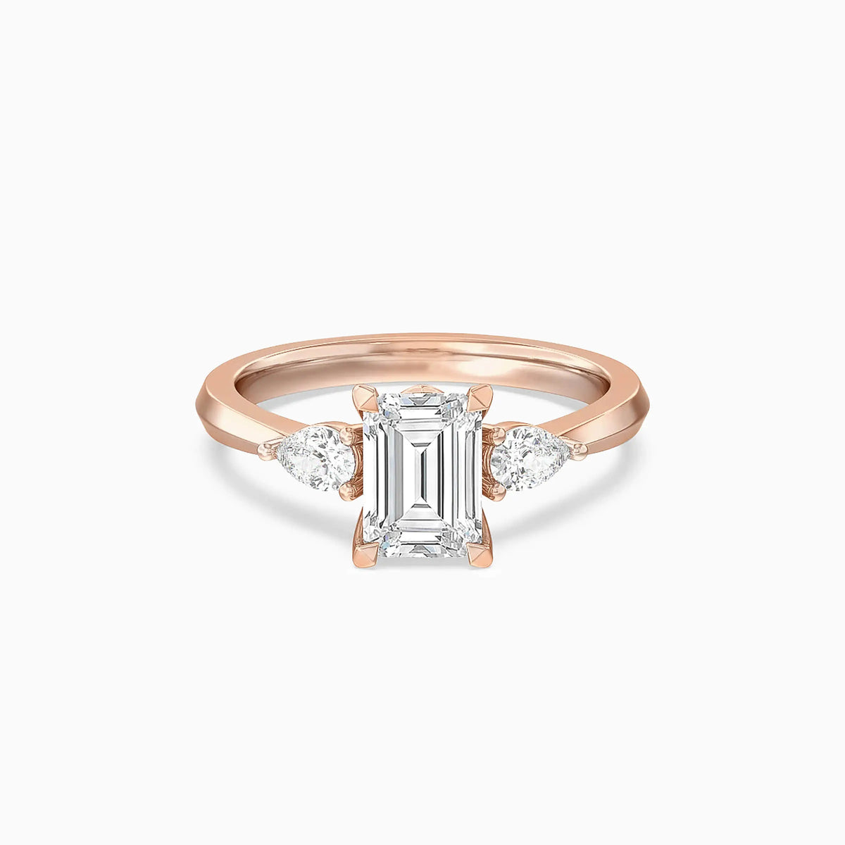 Lab-Grown Emerald Three Stones Engagement Ring - image 5