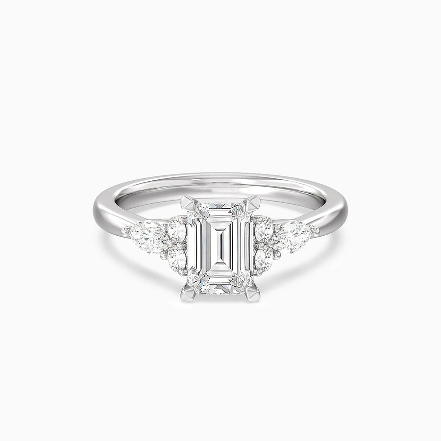 Lab-Grown Emerald Trio Cluster Engagement Ring - image 1