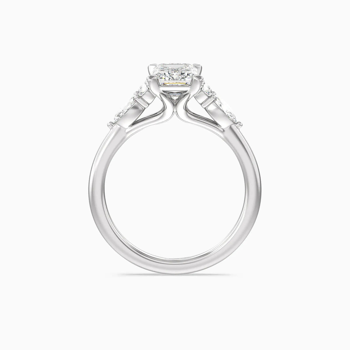 Lab-Grown Emerald Trio Cluster Engagement Ring - image 2