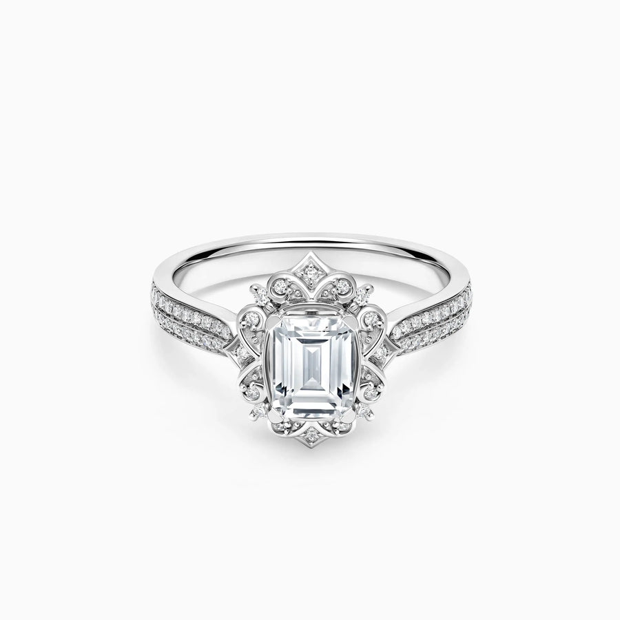 Lab-Grown Emerald Wreath Luxury Engagement Ring - image 1