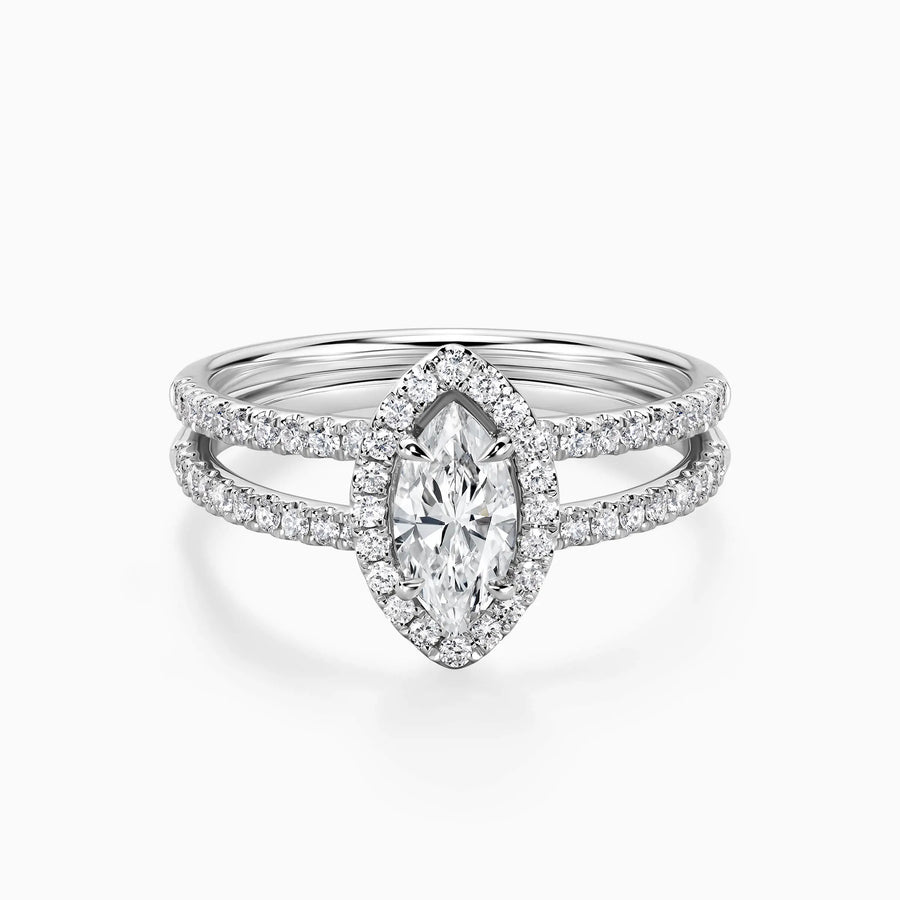 Marquise Cut Lab Grown Diamond Double Band Pavé Engagement Ring - image 1