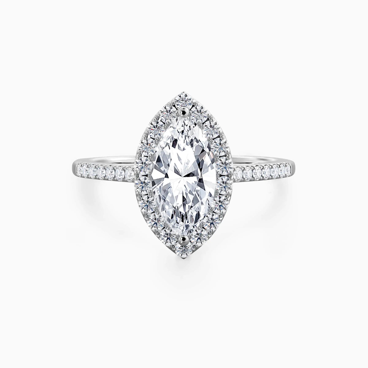Marquise Lab Grown Diamond Halo Pavé Engagement Ring - image 1