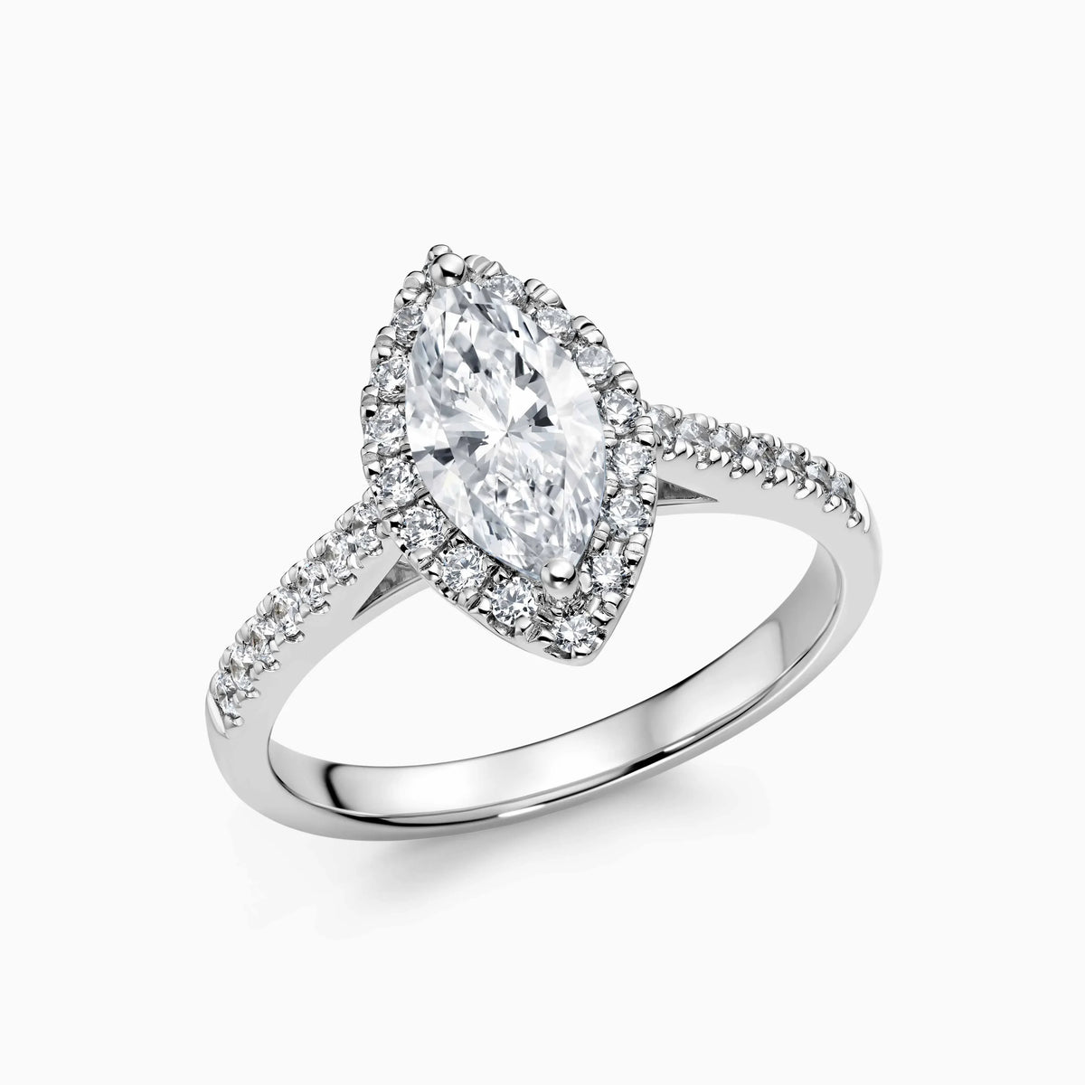 Marquise Lab Grown Diamond Halo Pavé Engagement Ring - image 2