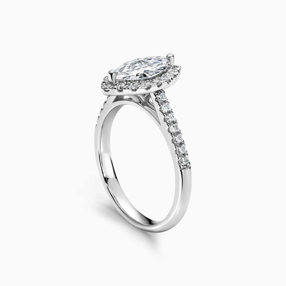 Marquise Lab Grown Diamond Halo Pavé Engagement Ring - image 3