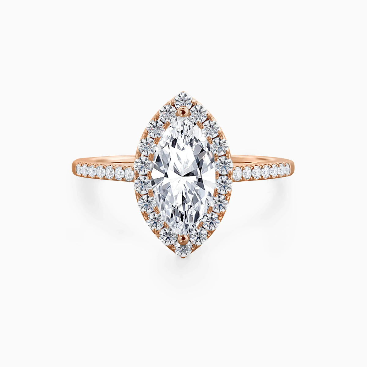 Marquise Lab Grown Diamond Halo Pavé Engagement Ring - image 7