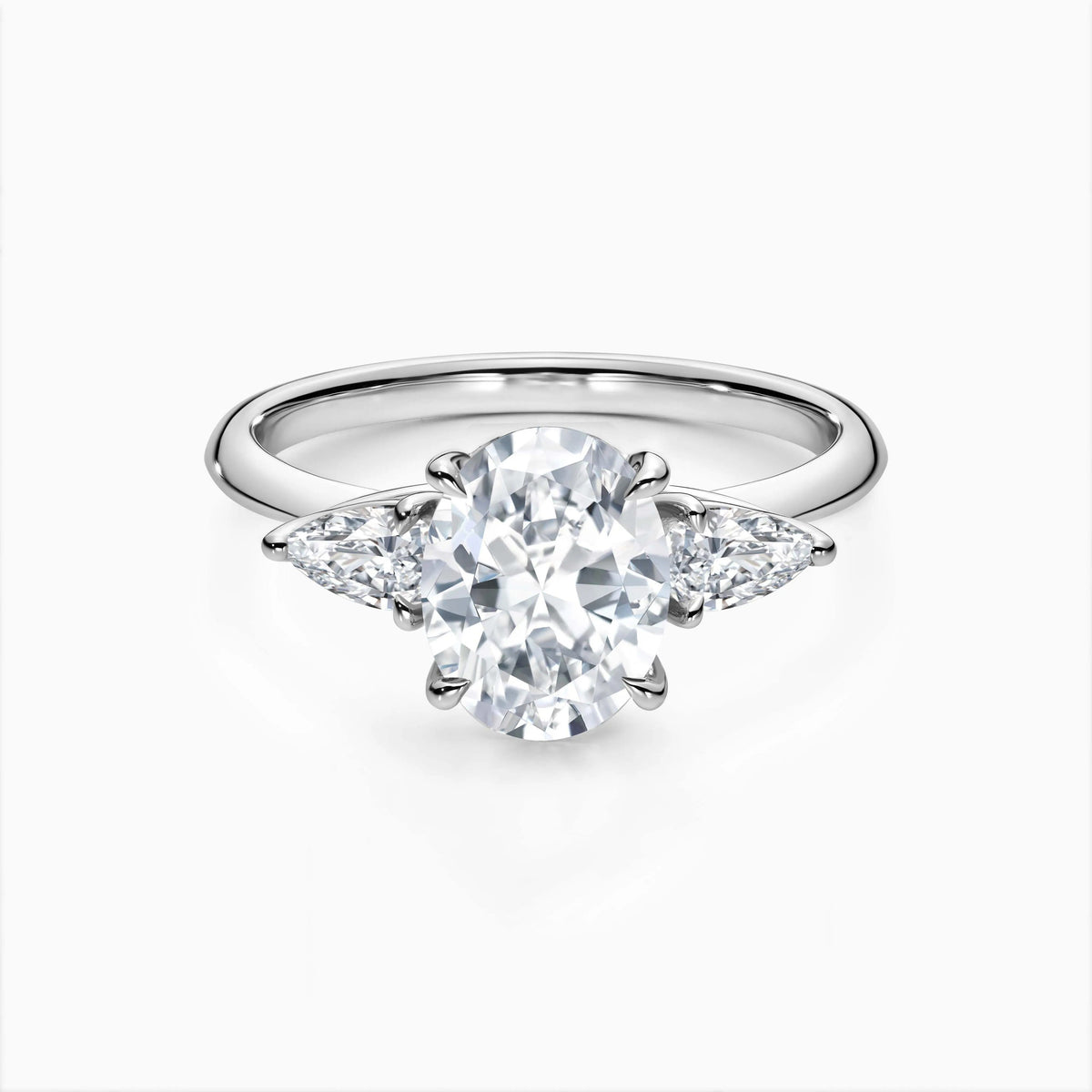 Oval Cut Lab Diamond Three Stone Engagement Ring - image 1