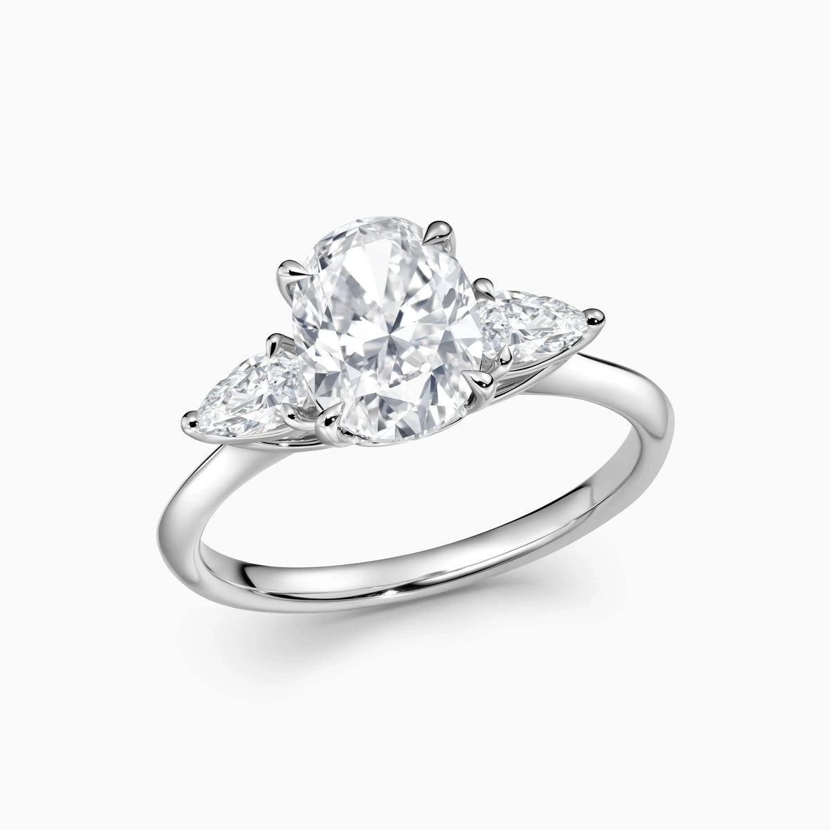 Oval Cut Lab Diamond Three Stone Engagement Ring - image 2