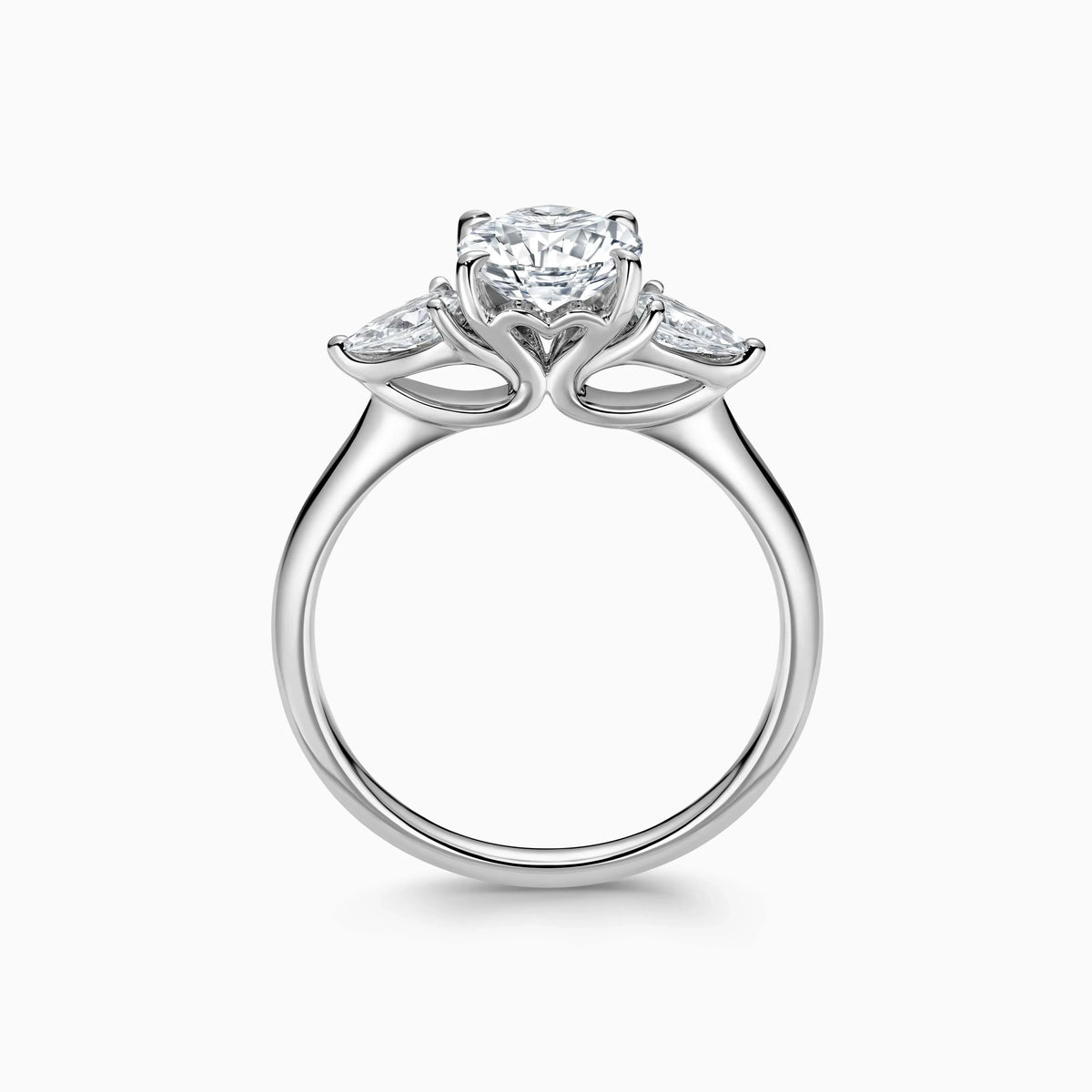 Oval Cut Lab Diamond Three Stone Engagement Ring - image 3