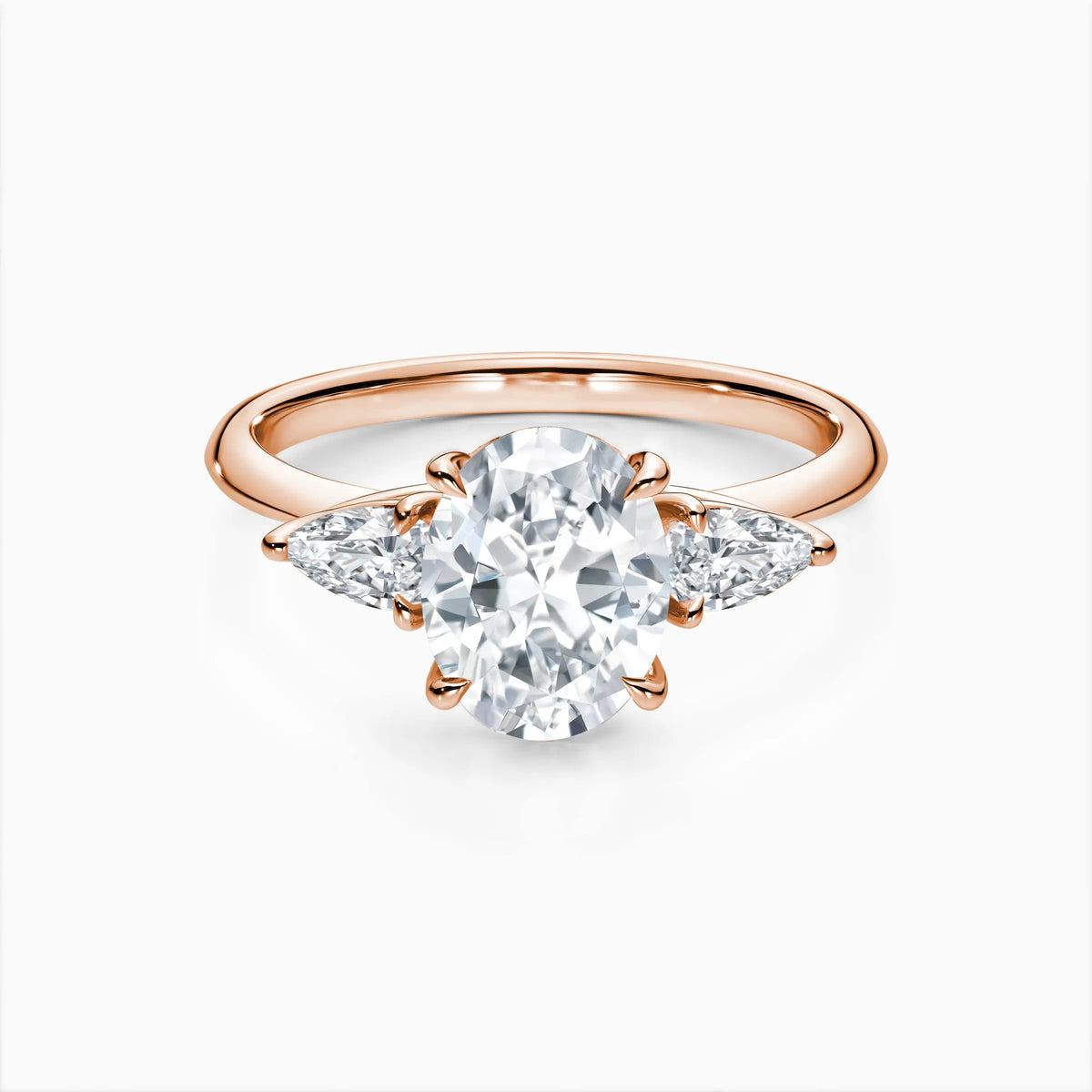 Oval Cut Lab Diamond Three Stone Engagement Ring - image 4