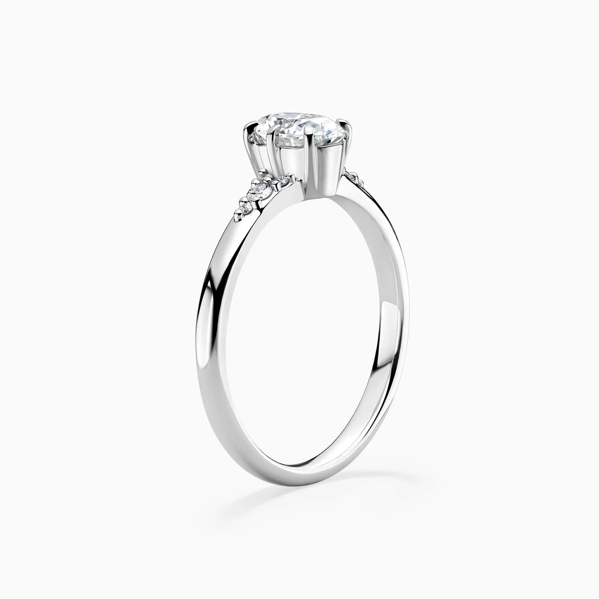 Oval Cut Lab Grown Diamond Side-stone Engagement Ring - image 4