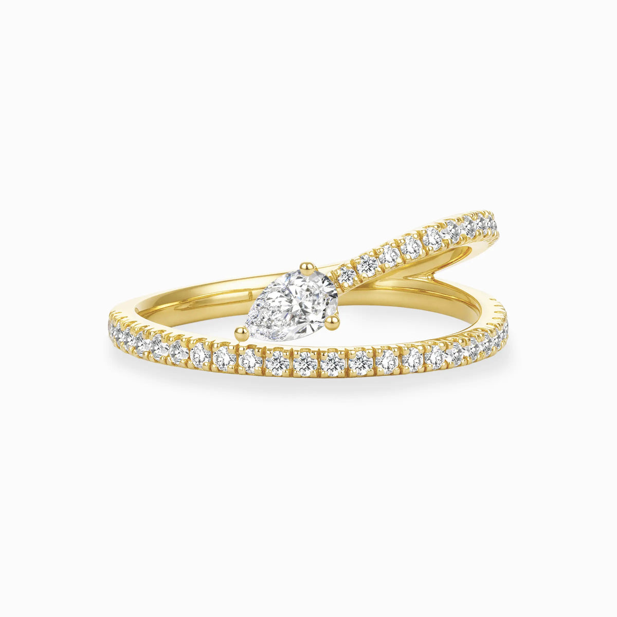 Pear Cut Eternity Bypass Pavé Diamond Engagement Ring - image 1