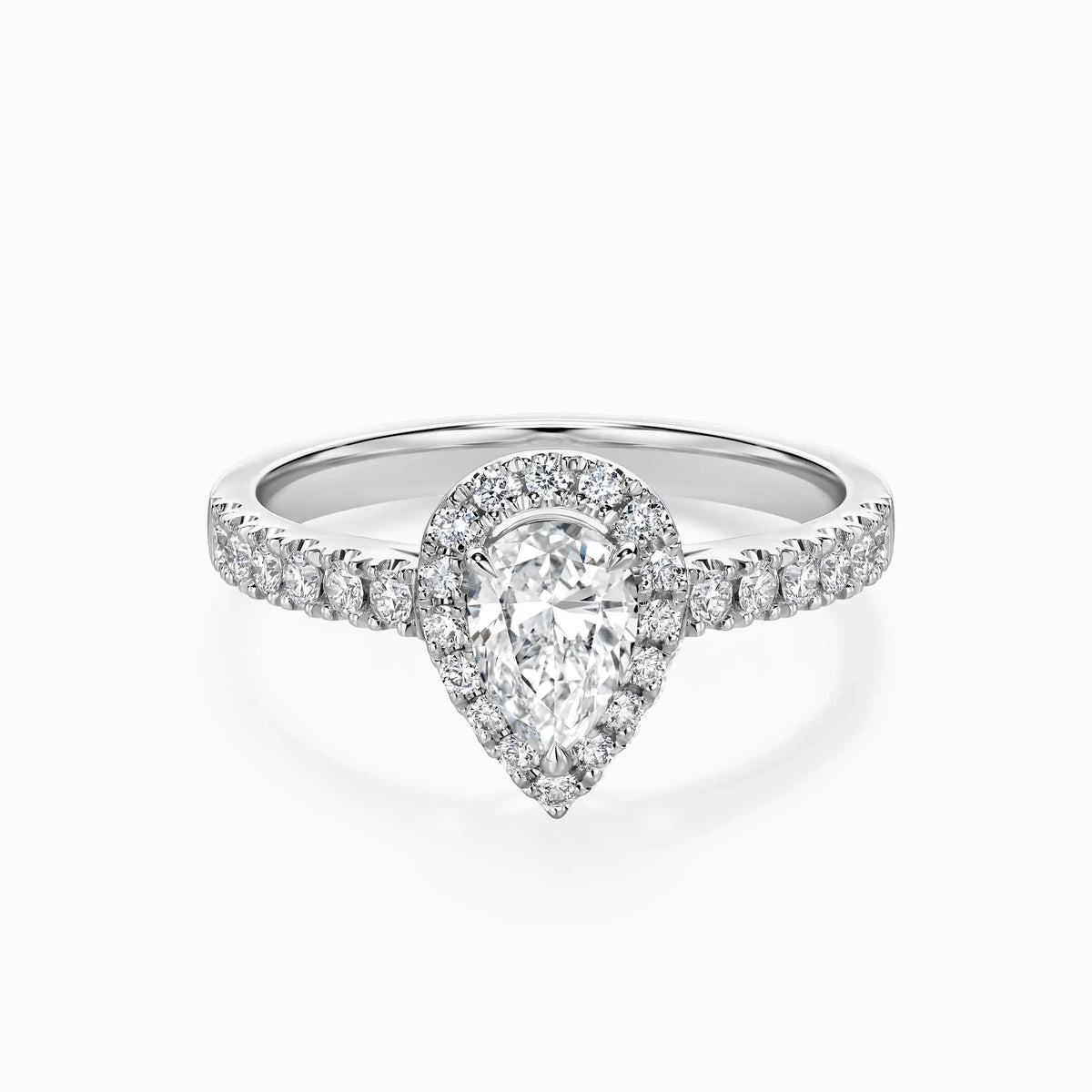 Pear Cut Lab Grown Diamond Halo Pavé Engagement Ring - image 1
