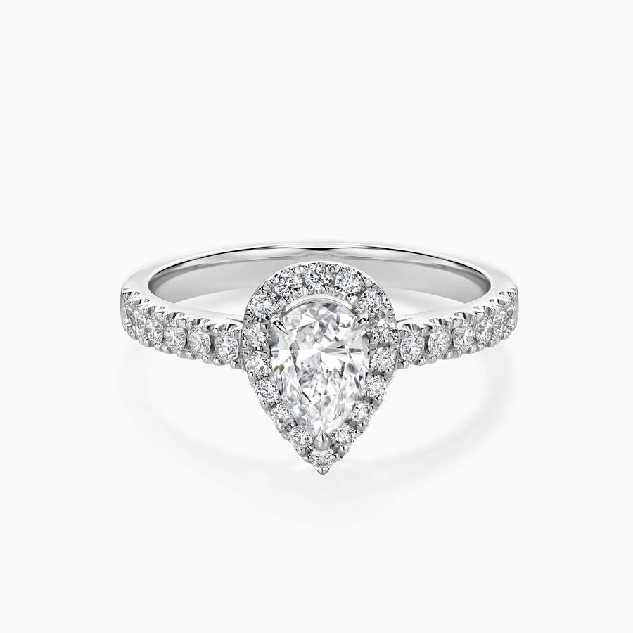 Pear Cut Lab Grown Diamond Halo Pavé Engagement Ring - image 1