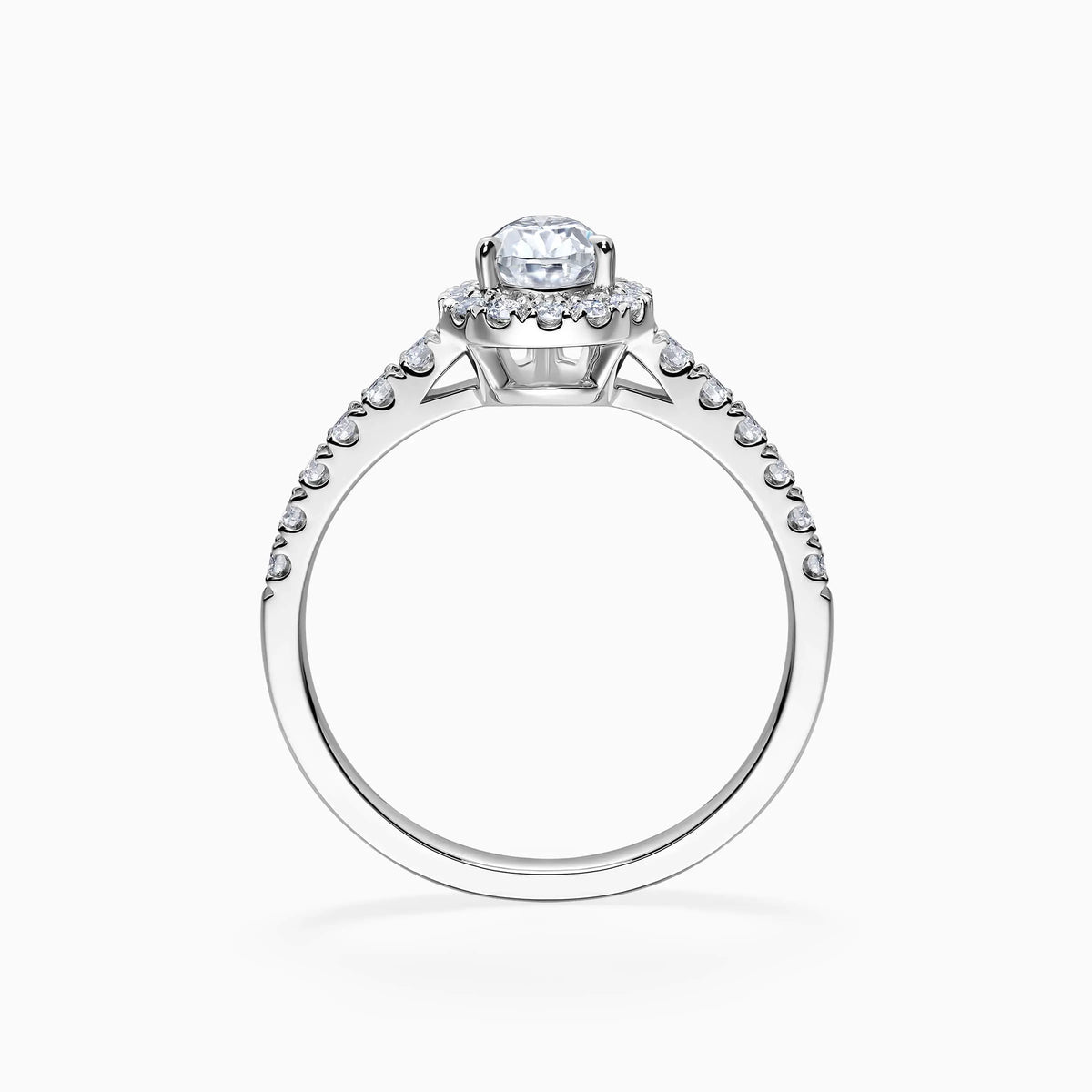 Pear Cut Lab Grown Diamond Halo Pavé Engagement Ring - image 2