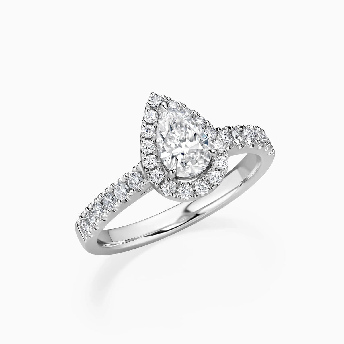Pear Cut Lab Grown Diamond Halo Pavé Engagement Ring - image 3