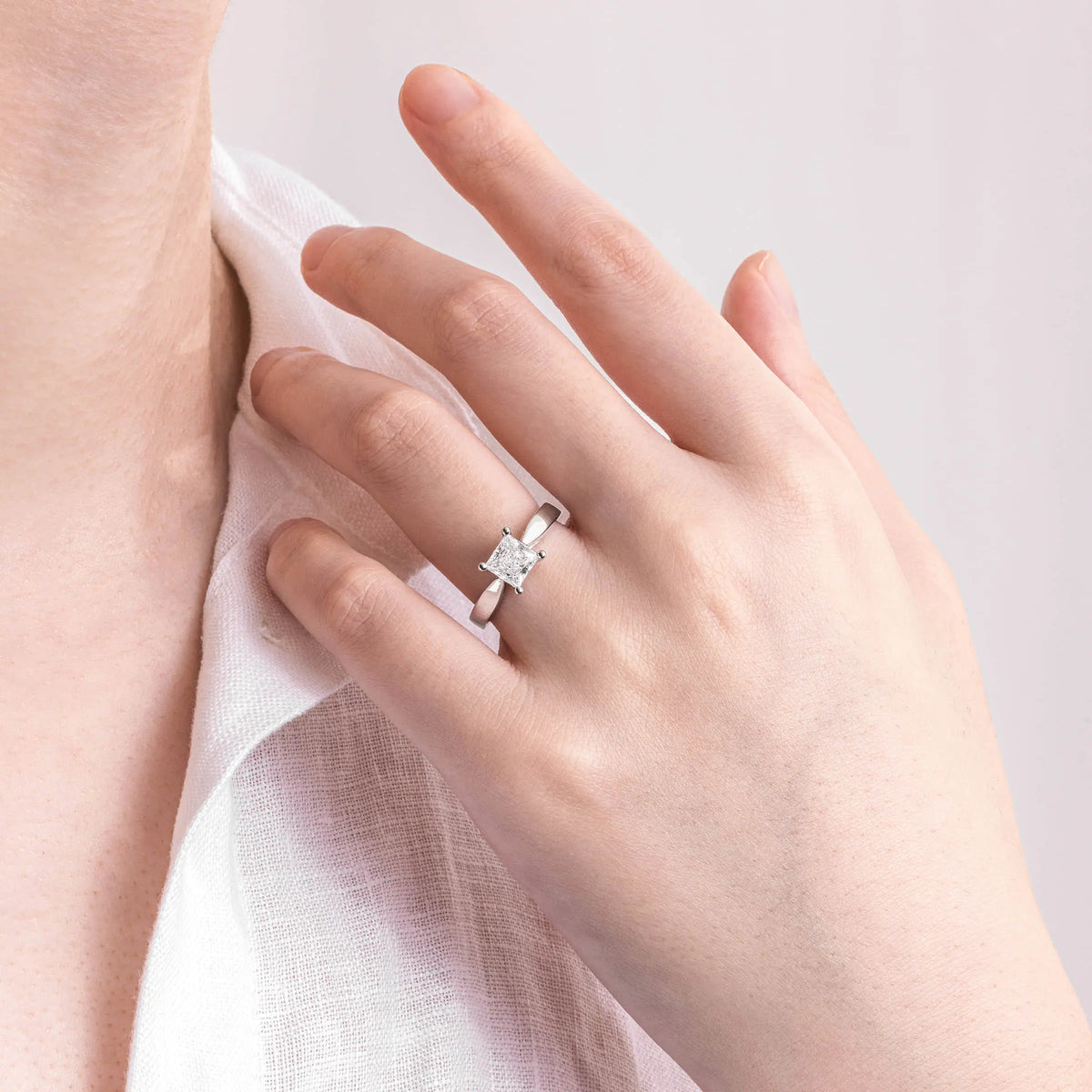 Princess Cut Lab Grown Diamond Solitaire Engagement Ring - image 4