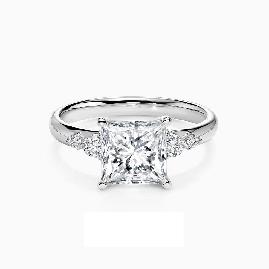 Princess Cut Lab Grown Side-Stone Engagement Ring - image 1