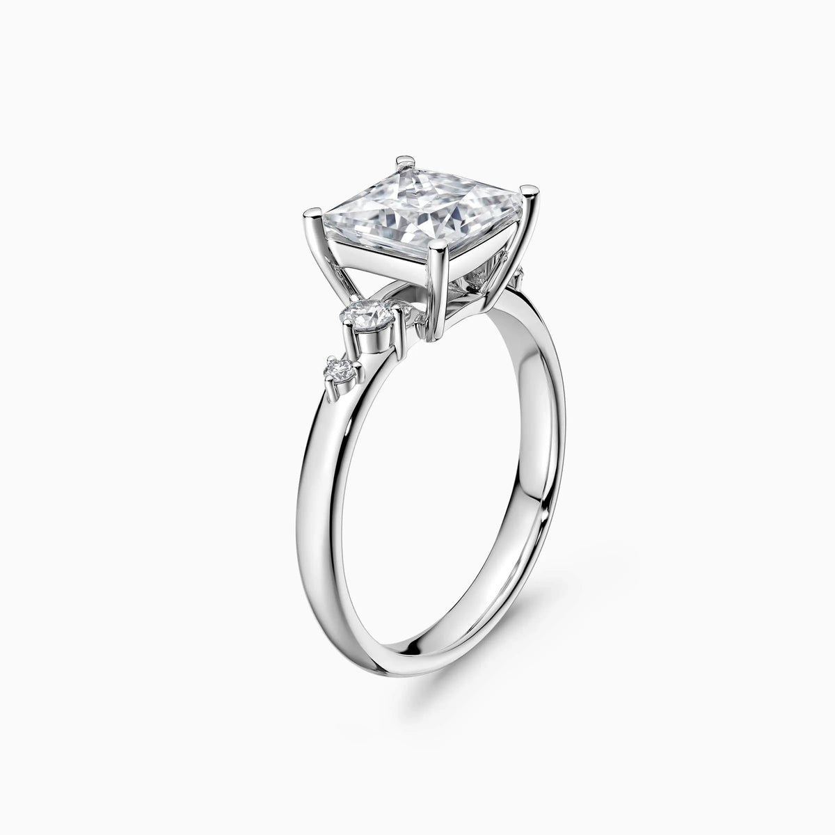 Princess Cut Lab Grown Side-Stone Engagement Ring - image 4