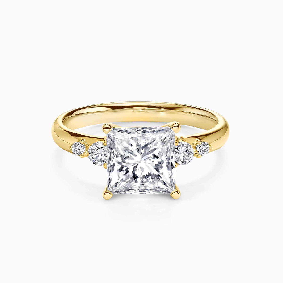 Princess Cut Lab Grown Side-Stone Engagement Ring - image 5
