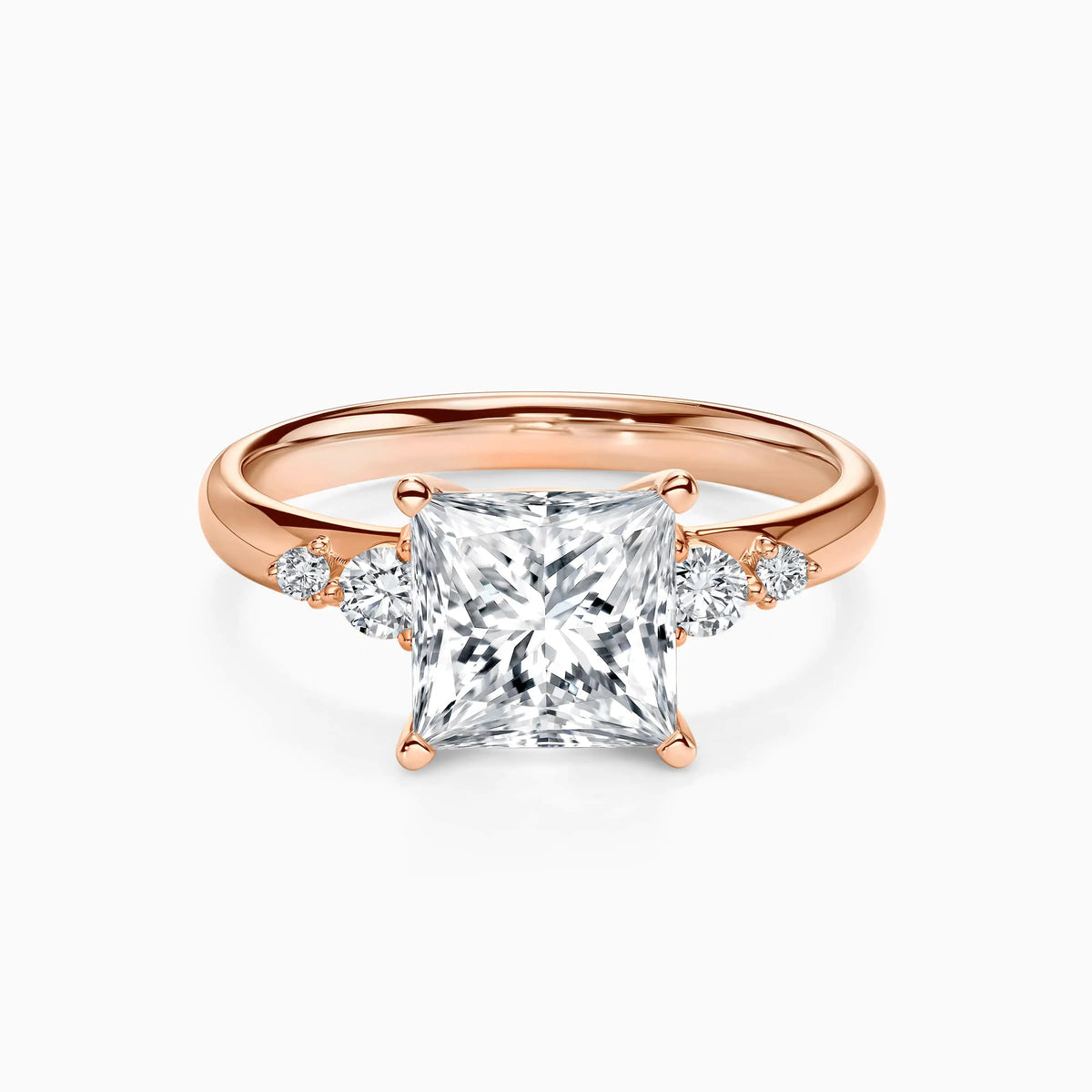 Princess Cut Lab Grown Side-Stone Engagement Ring - image 6