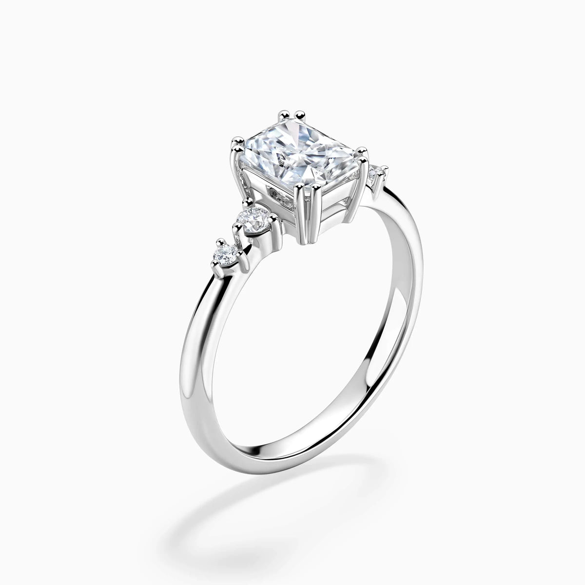 Radiant Cut Lab Grown Diamond Side-stone Engagement Ring - image 3