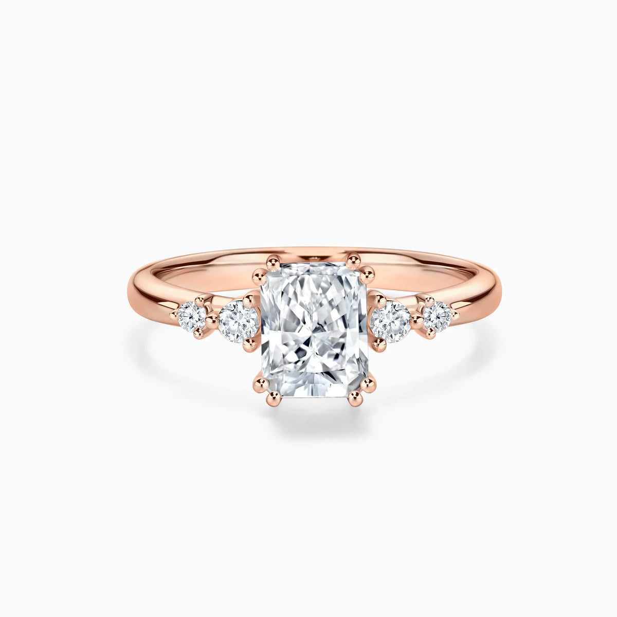 Radiant Cut Lab Grown Diamond Side-stone Engagement Ring - image 6