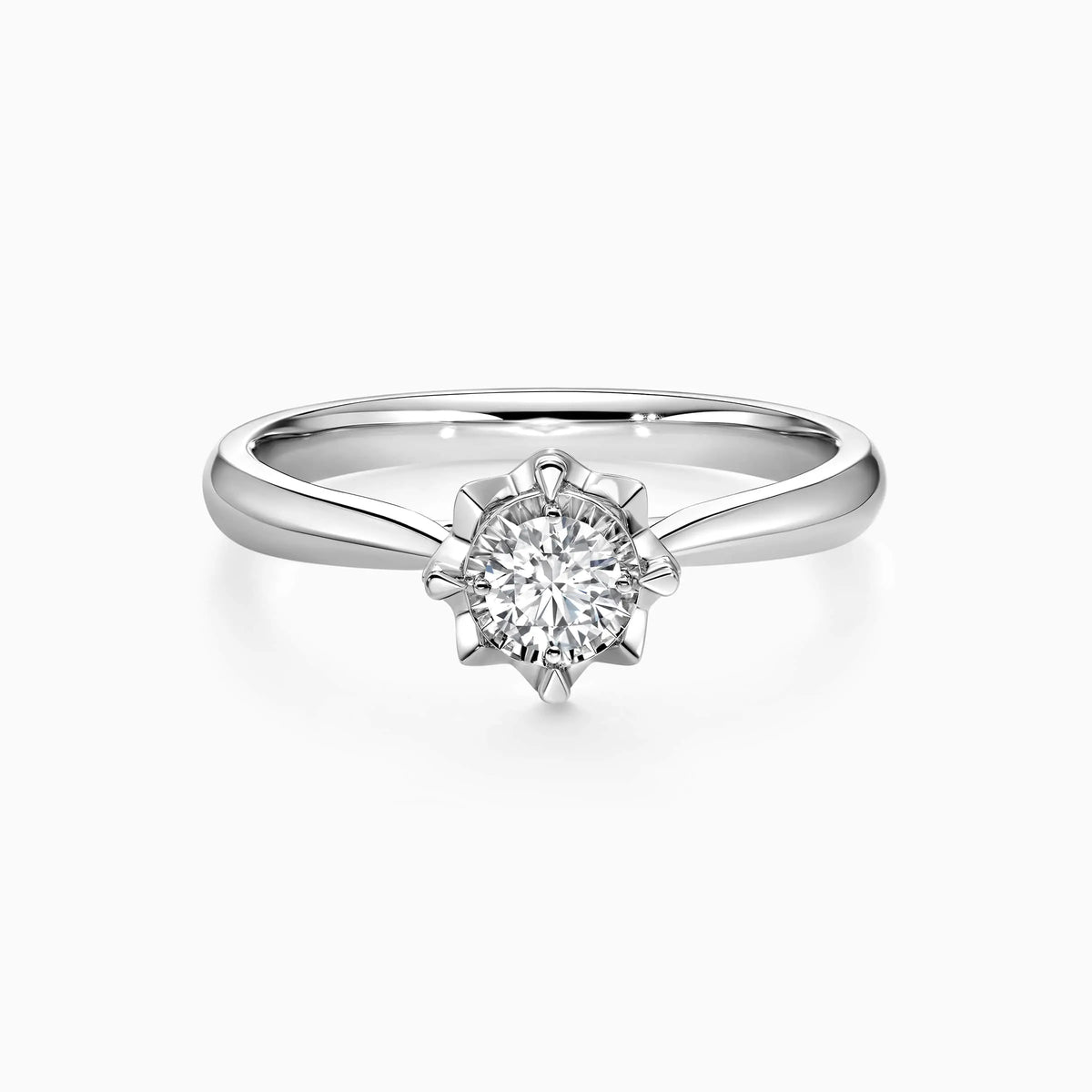Round Lab Grown Solitaire Floral Bypass Engagement Ring - image 1