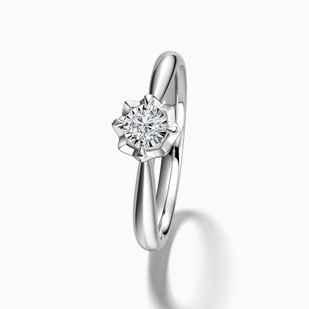 Round Lab Grown Solitaire Floral Bypass Engagement Ring - image 4