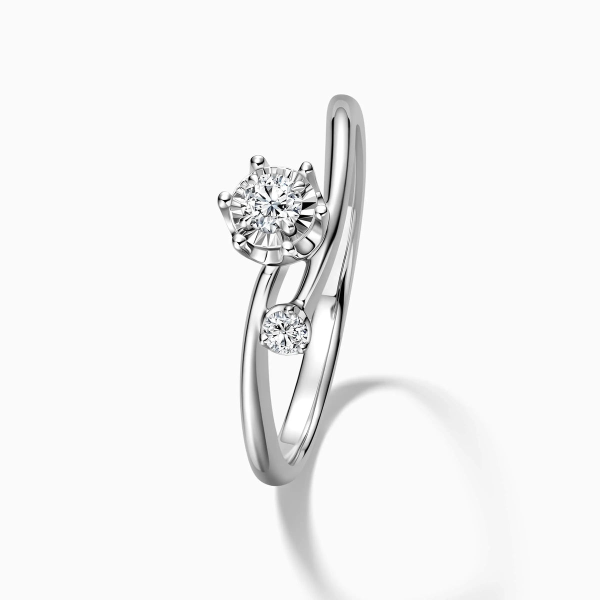 Round Two-stone Bypass Engagement Ring - image 3