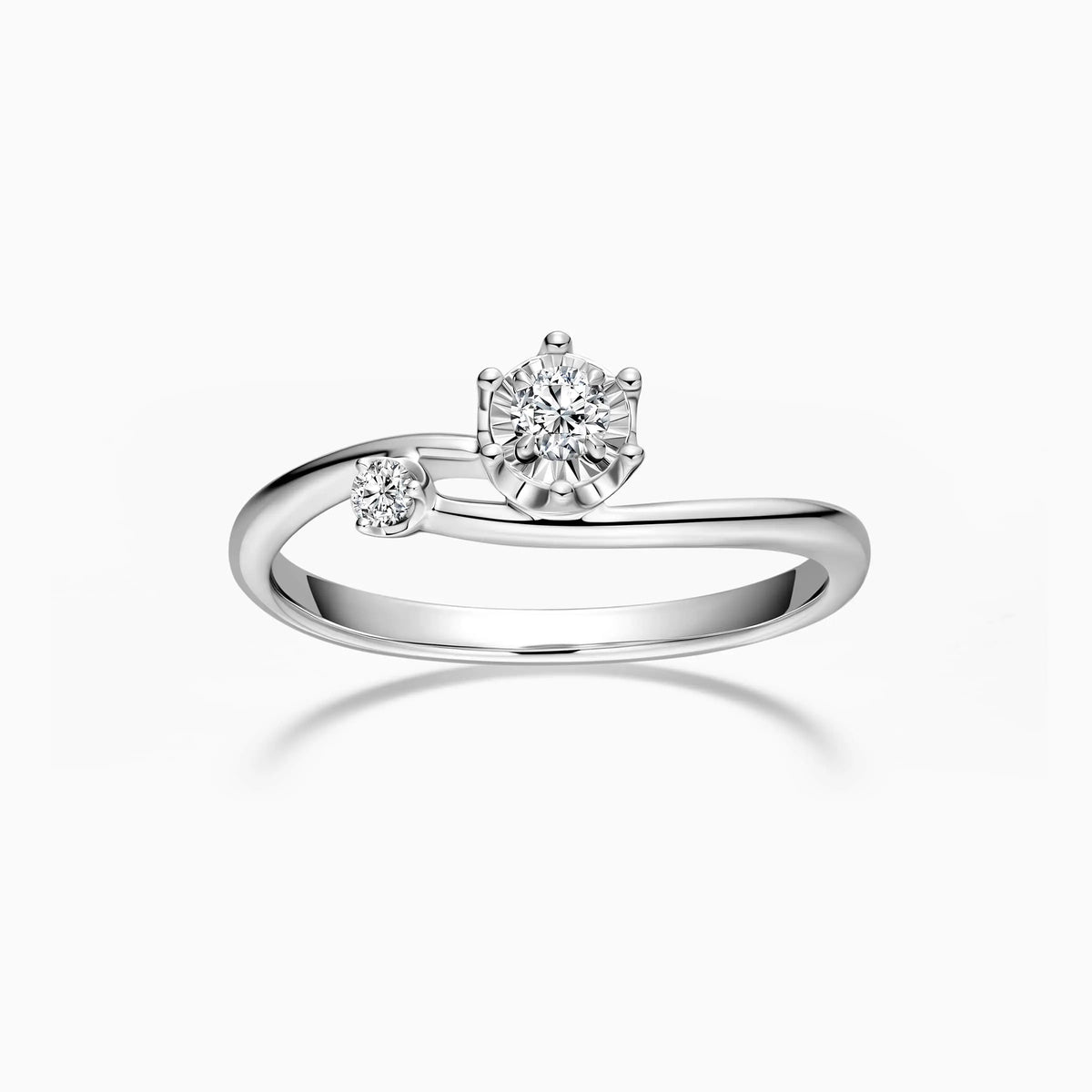 Round Two-stone Bypass Engagement Ring - image 4