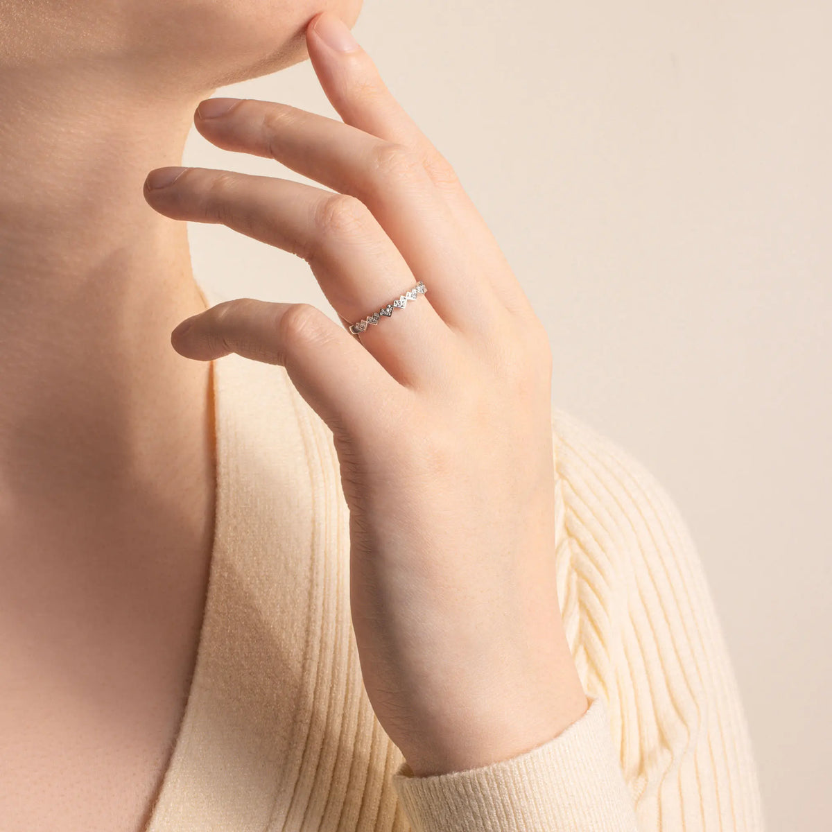 Alternating Heart Wedding Ring - image 7