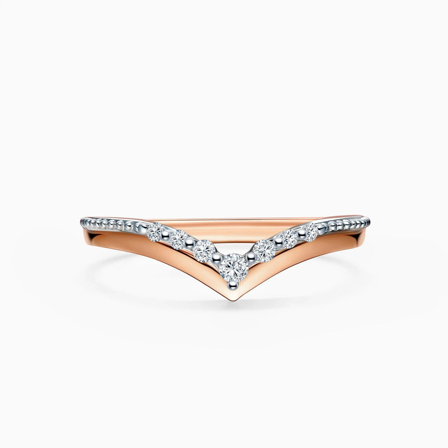 Chevron Round Diamond Pavé Two-toned Wedding Ring - image 1