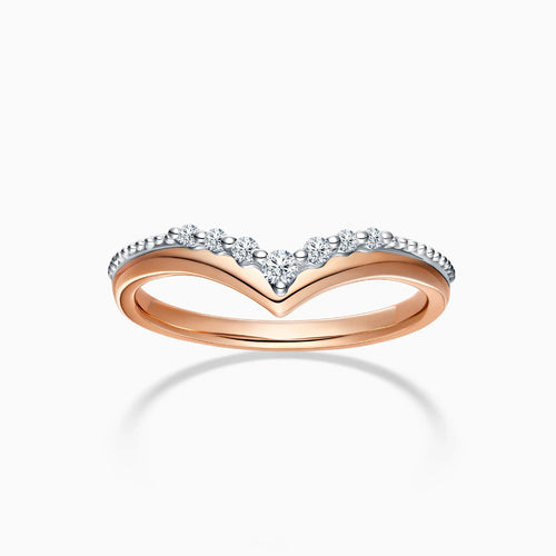 Chevron Round Diamond Pavé Two-toned Wedding Ring - image 2