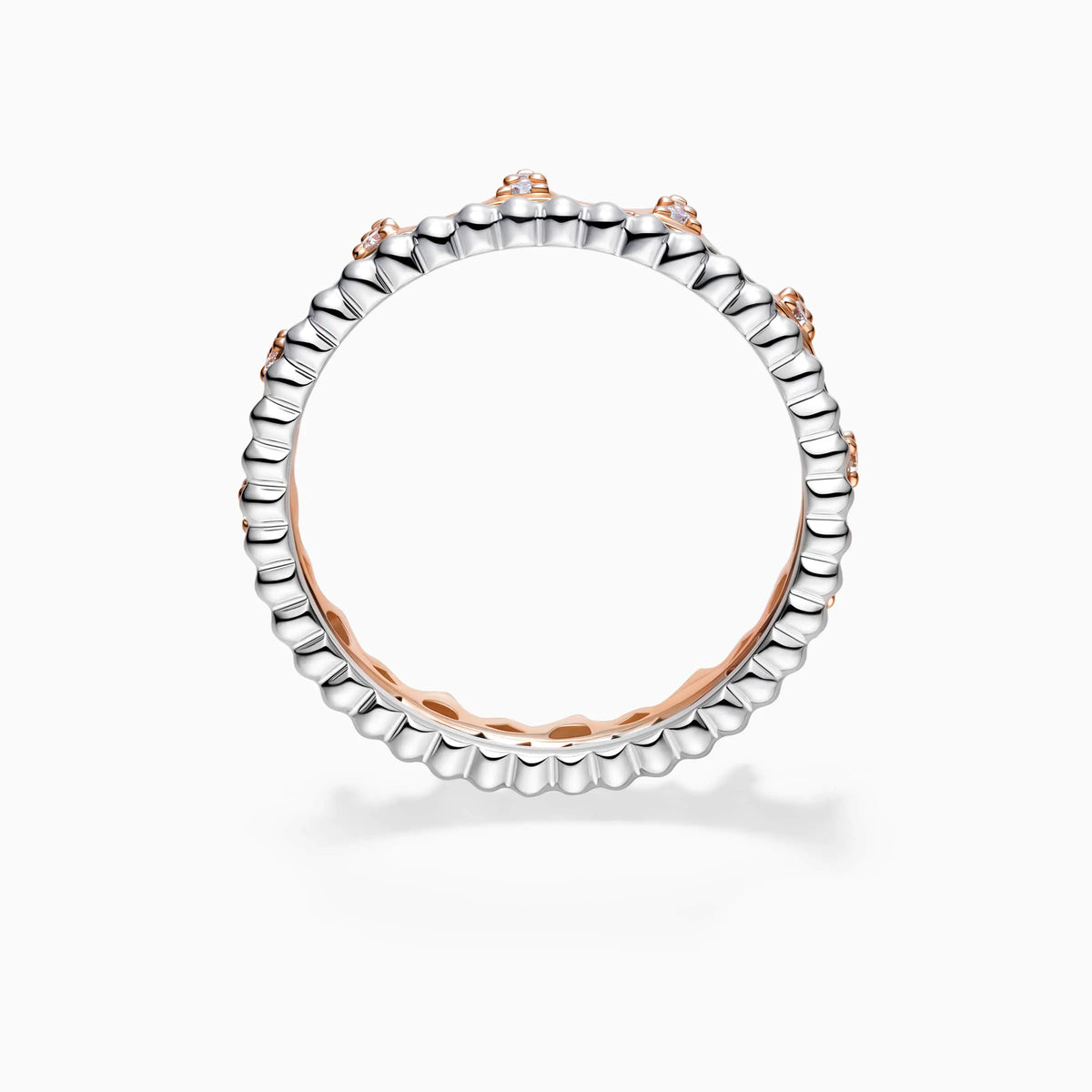 Crown Shape Beads Two-toned Wedding Ring - image 2