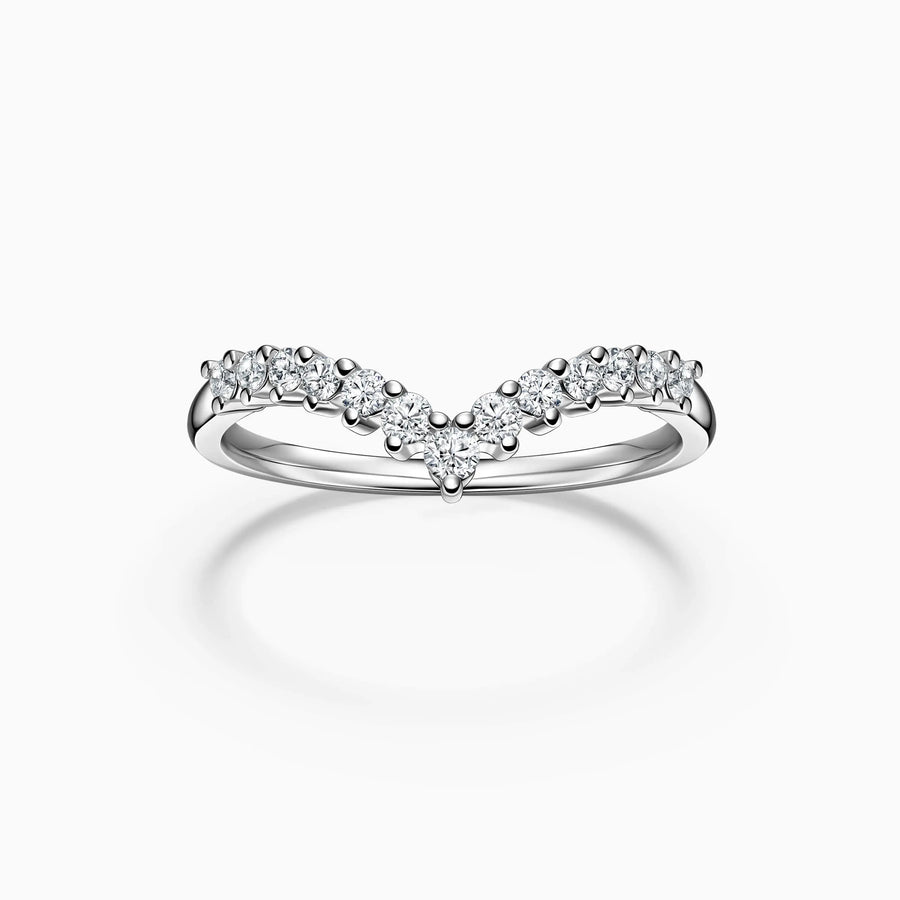 Elegant V Contour Wedding Ring - image 1