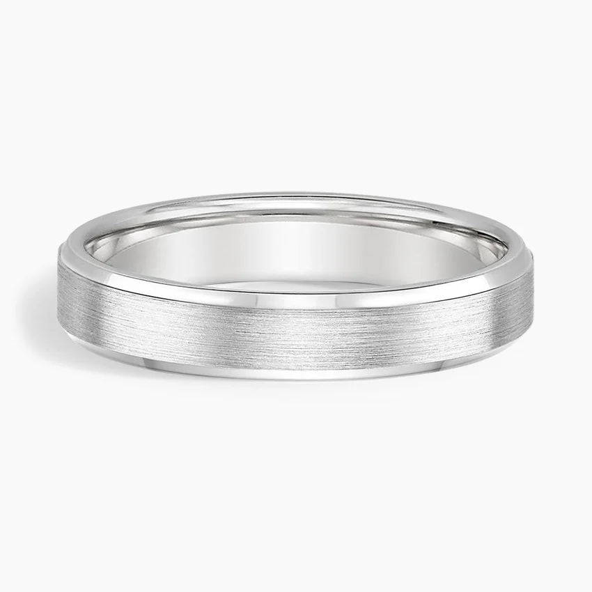 Men’s Beveled Edge Matte Wedding Ring - image 1
