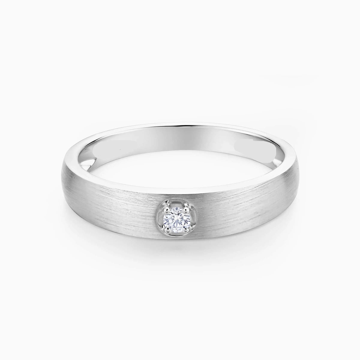 Men’s Round Diamond With 4-Prong Wedding Ring - image 1
