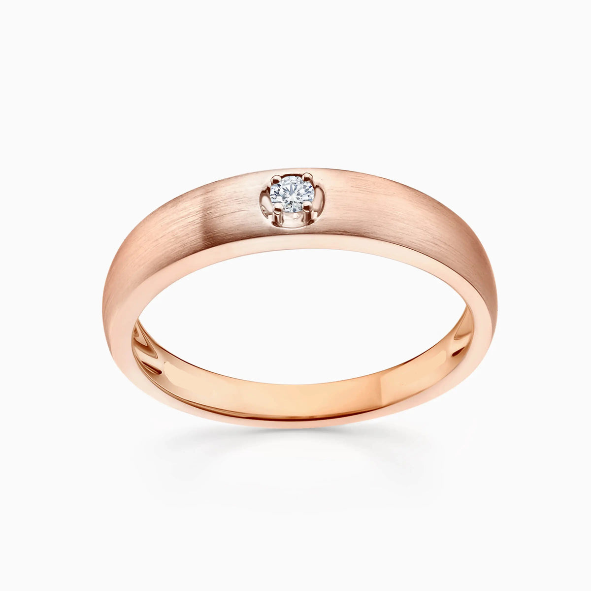 Men’s Round Diamond With 4-Prong Wedding Ring - image 4