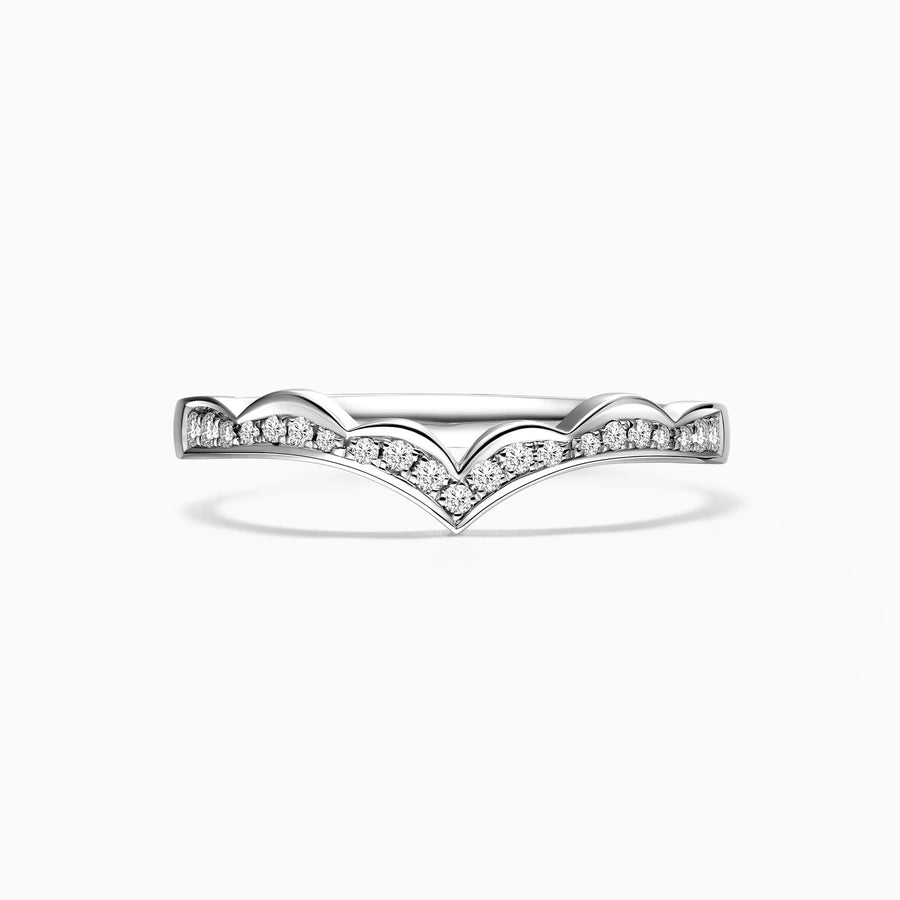 Pave V Shaped Round Diamond Wedding Ring - image 1