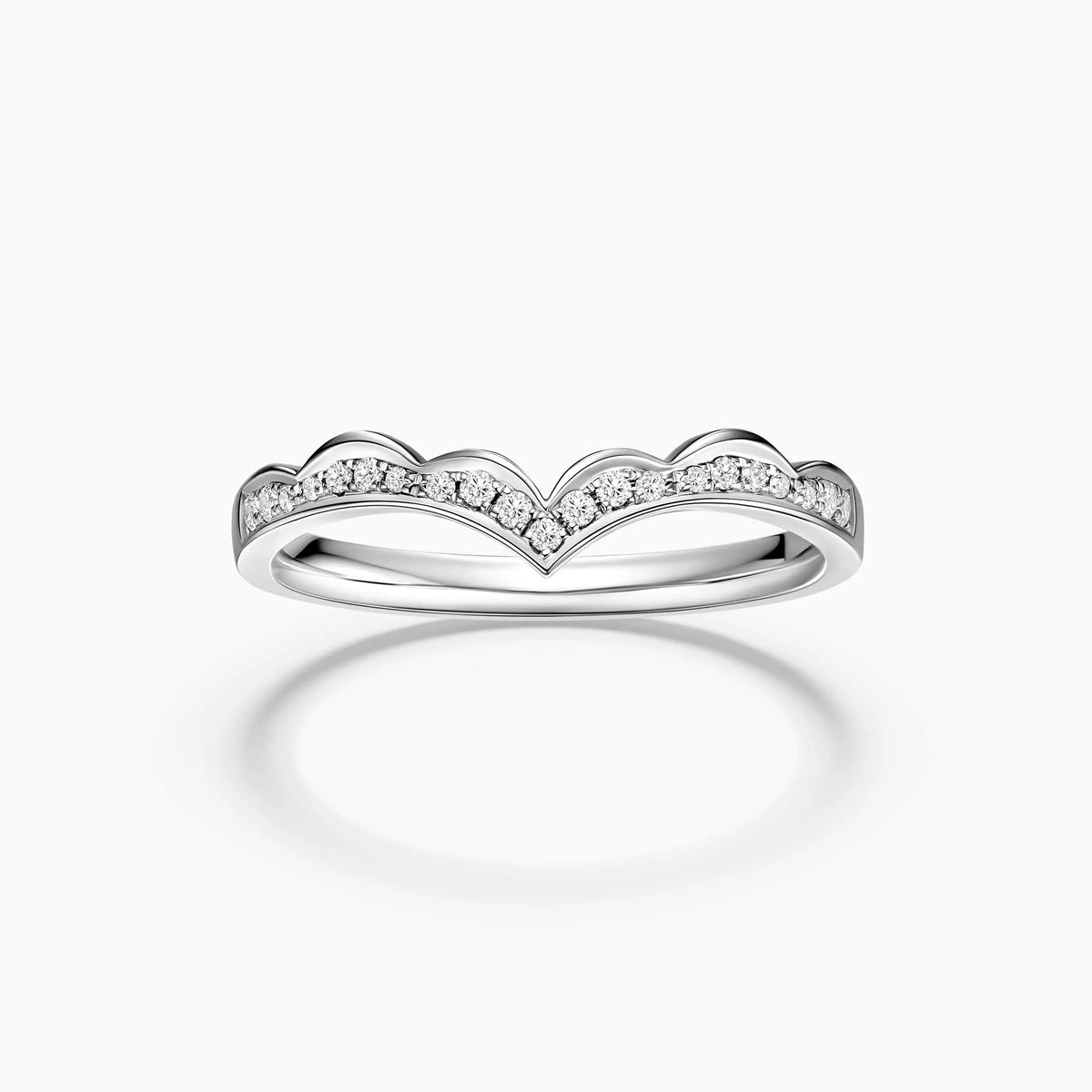 Pave V Shaped Round Diamond Wedding Ring - image 3