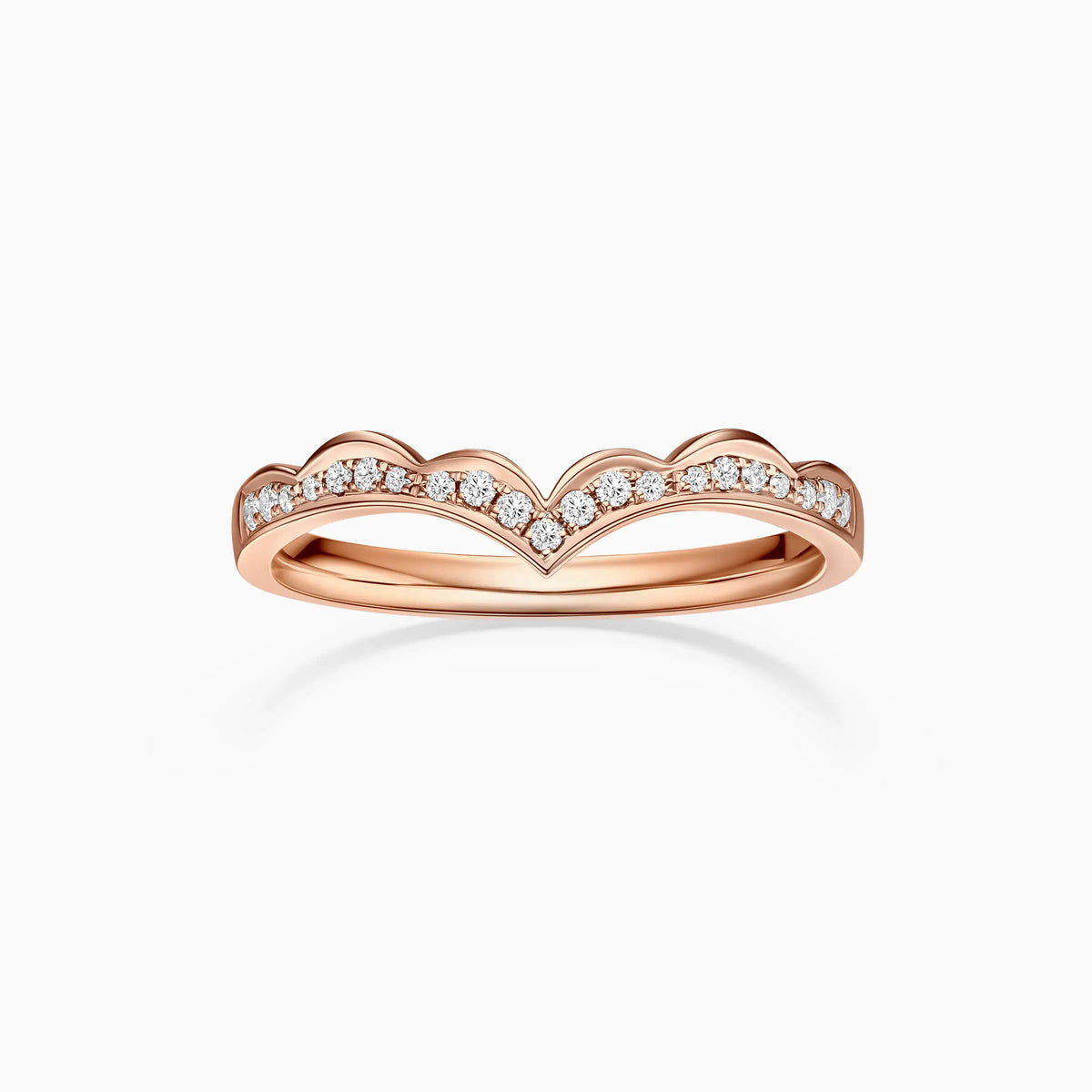 Pave V Shaped Round Diamond Wedding Ring - image 4