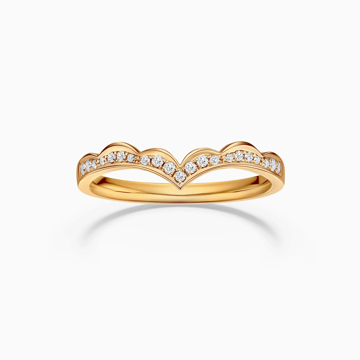 Pave V Shaped Round Diamond Wedding Ring - image 5