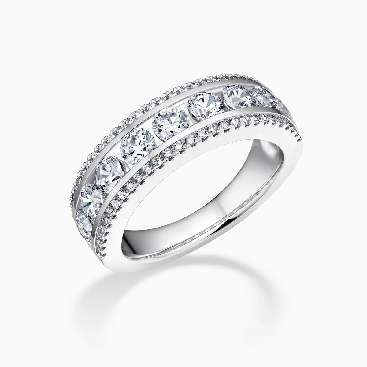 Triple Rows Luxury Wedding Ring - image 3