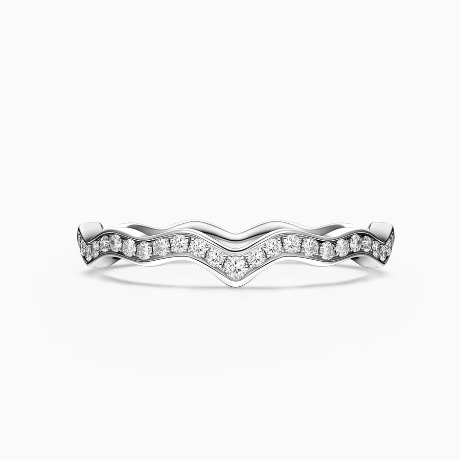 Wave Shaped Diamonds Pavé Wedding Ring - image 1