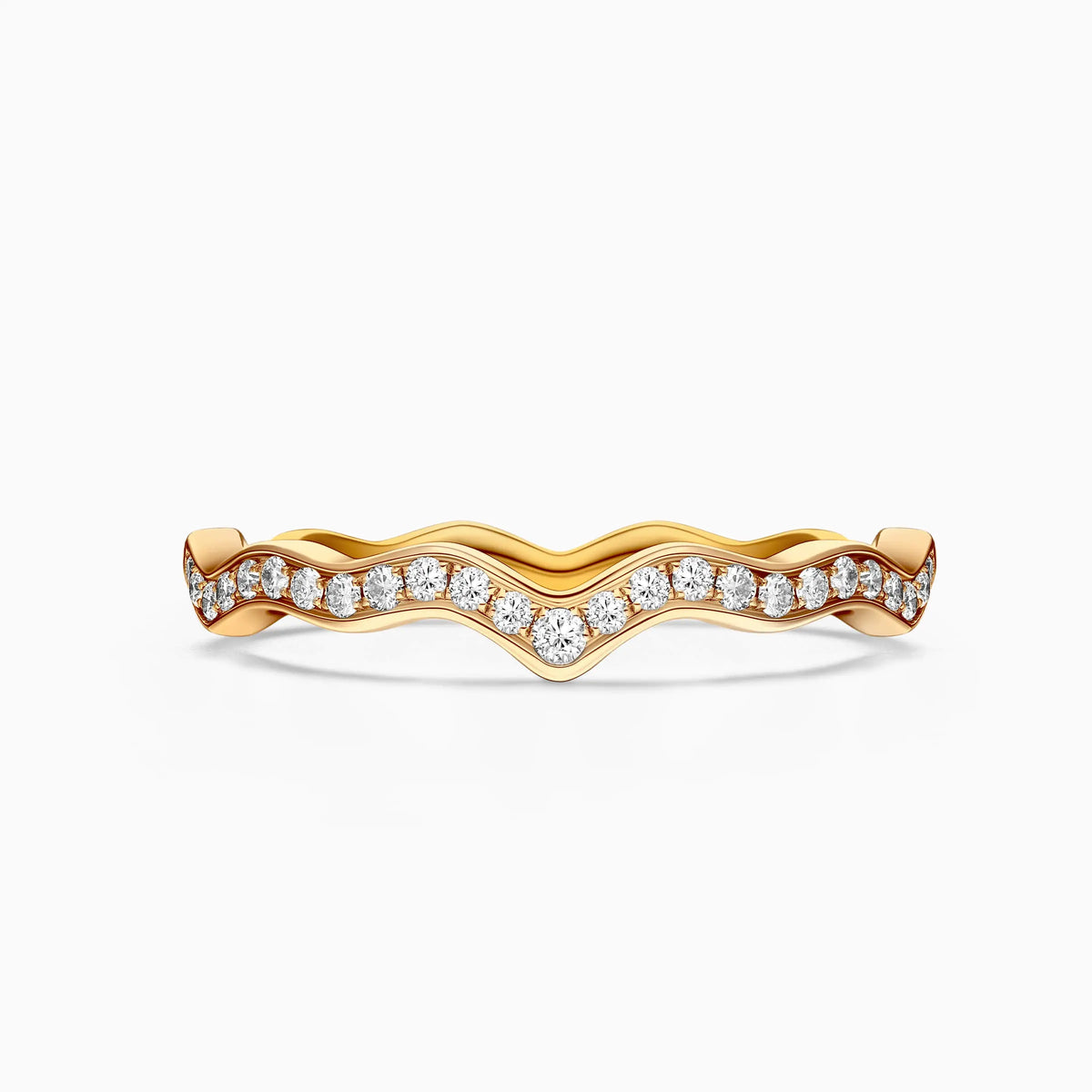 Wave Shaped Diamonds Pavé Wedding Ring - image 2