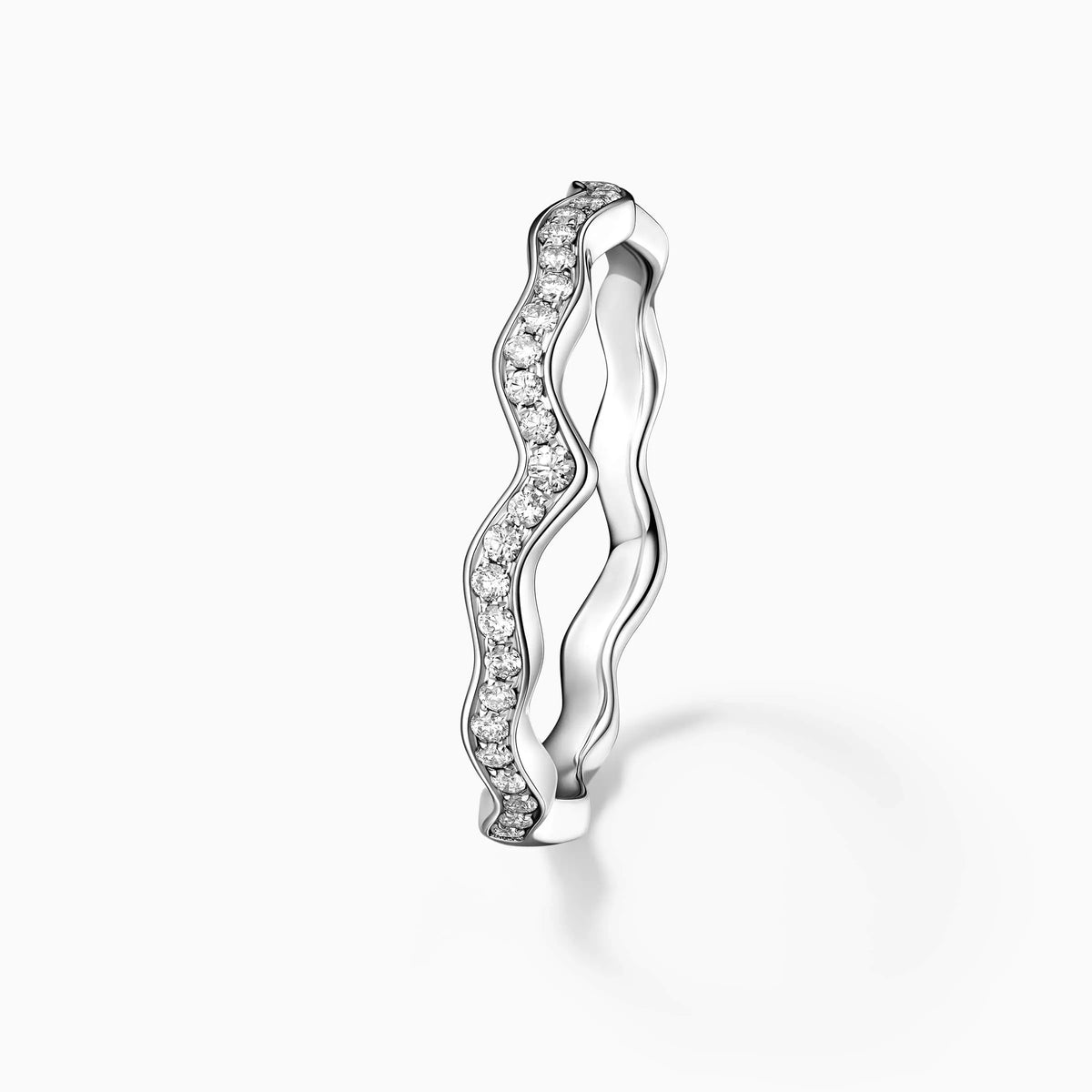 Wave Shaped Diamonds Pavé Wedding Ring - image 3