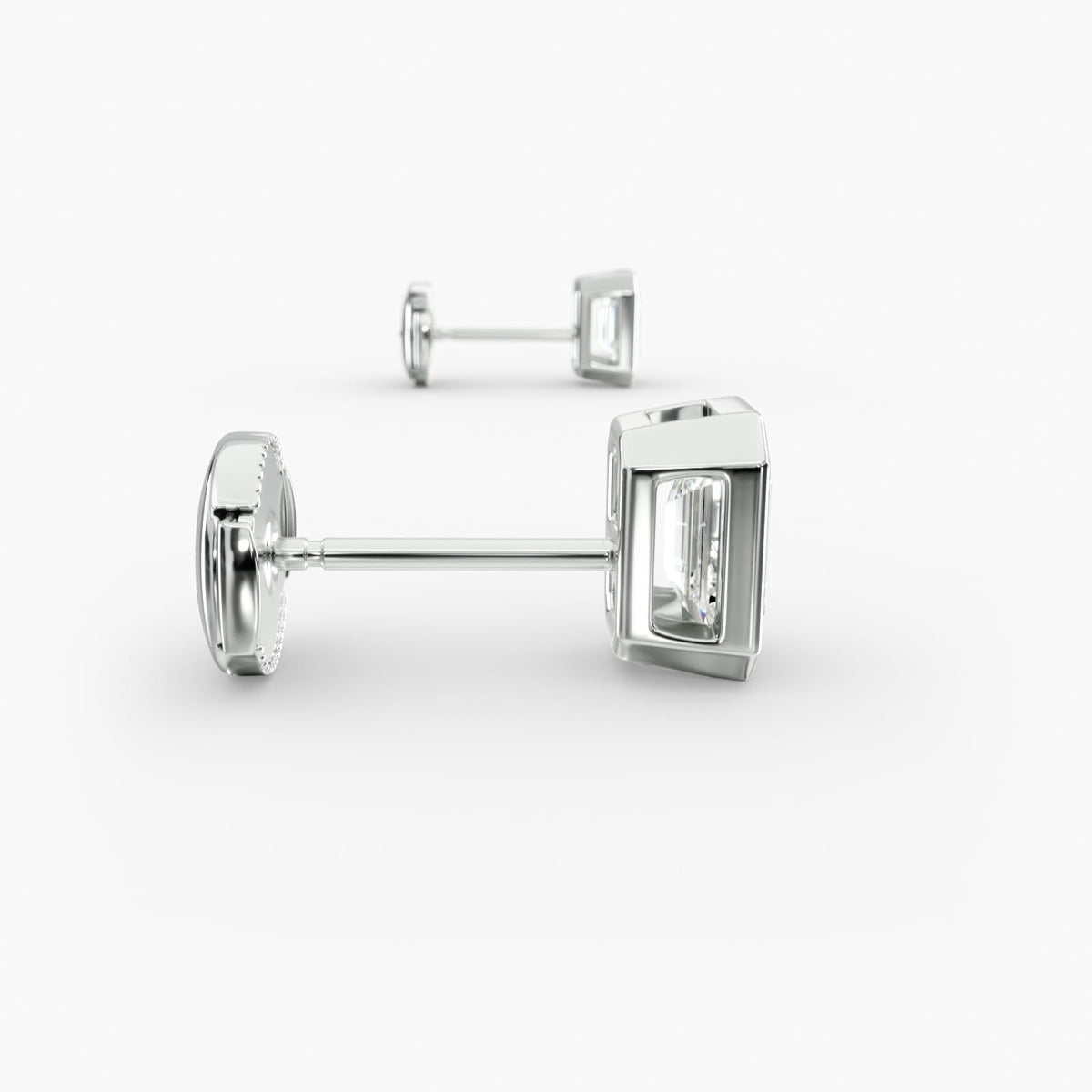 [Valentine’s Day Gift]Bezel Set Emerald Cut Lab-Grown Diamond Stud Earrings - image 2