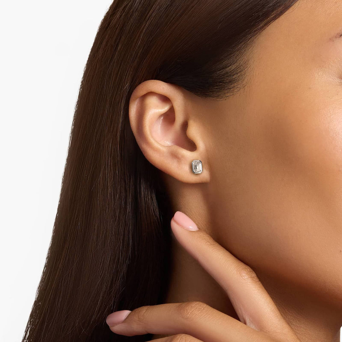 [Valentine’s Day Gift]Bezel Set Emerald Cut Lab-Grown Diamond Stud Earrings - image 8